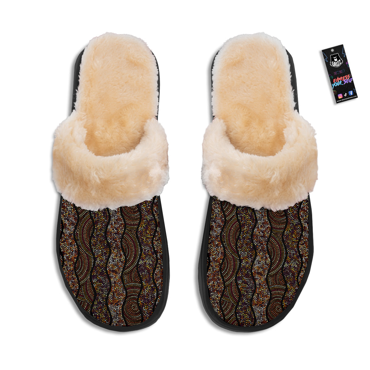 Afro African Dot Print Pattern Slippers-grizzshop