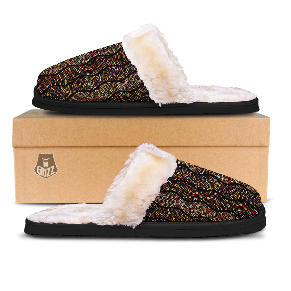Afro African Dot Print Pattern Slippers-grizzshop