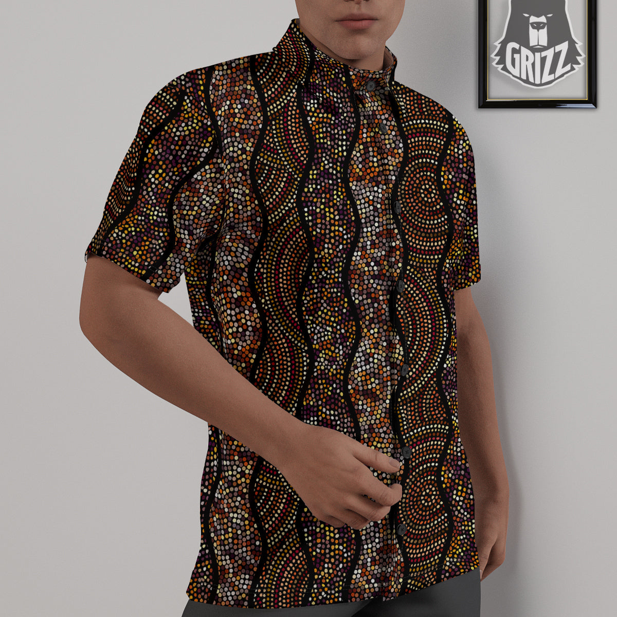 Afro African Dot Print Pattern Untucked Shirts-grizzshop