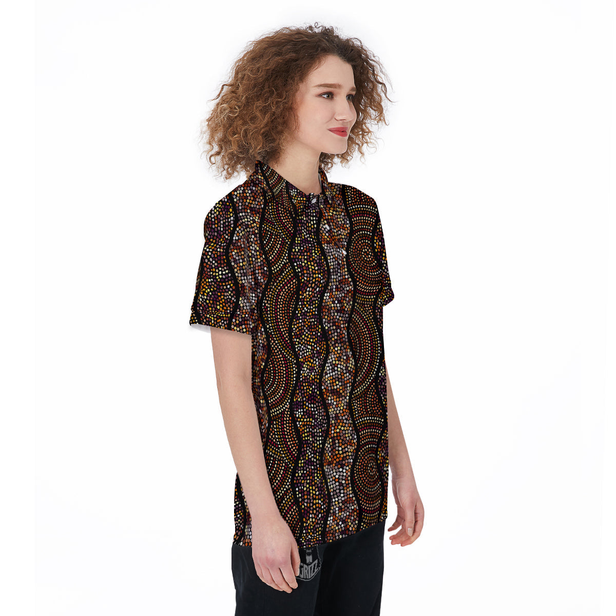 Afro African Dot Print Pattern Women's Golf Shirts-grizzshop