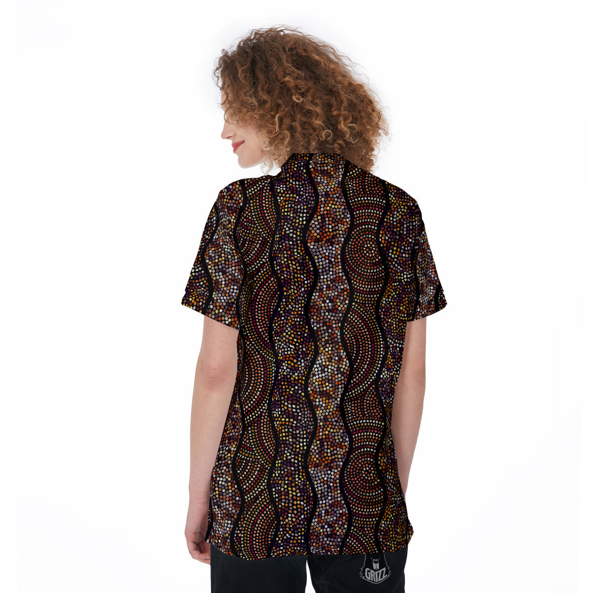 Afro African Dot Print Pattern Women's Golf Shirts-grizzshop