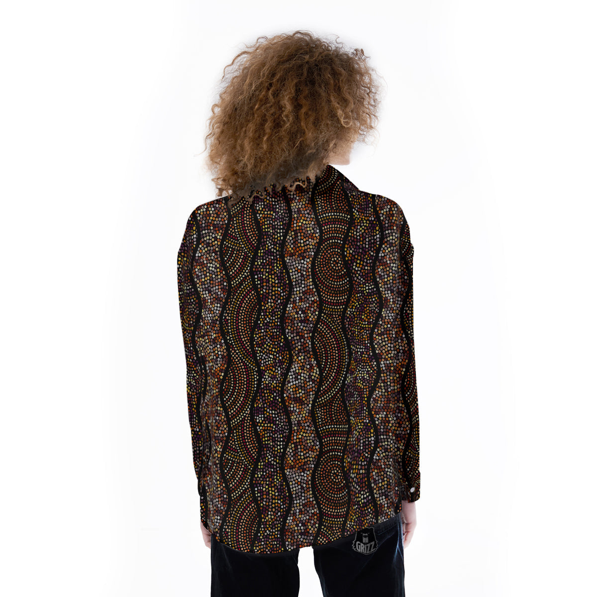 Afro African Dot Print Pattern Women's Long Sleeve Shirts-grizzshop
