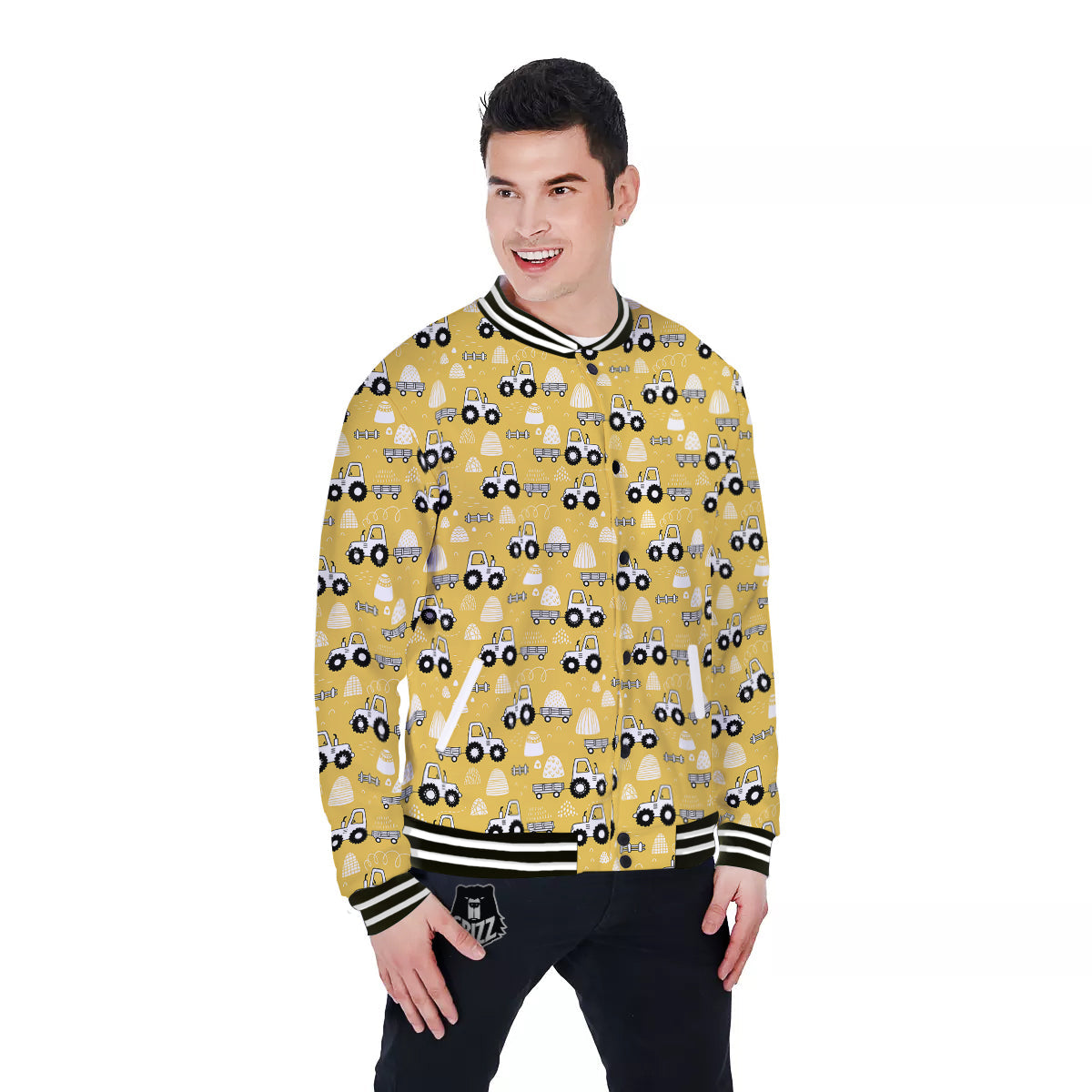 Agricultural Farming Tractor Print Pattern Baseball Jacket-grizzshop