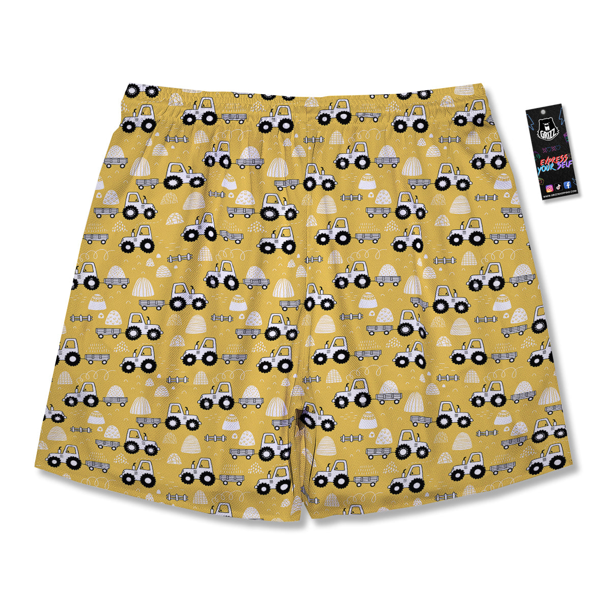 Agricultural Farming Tractor Print Pattern Men's Running Shorts-grizzshop
