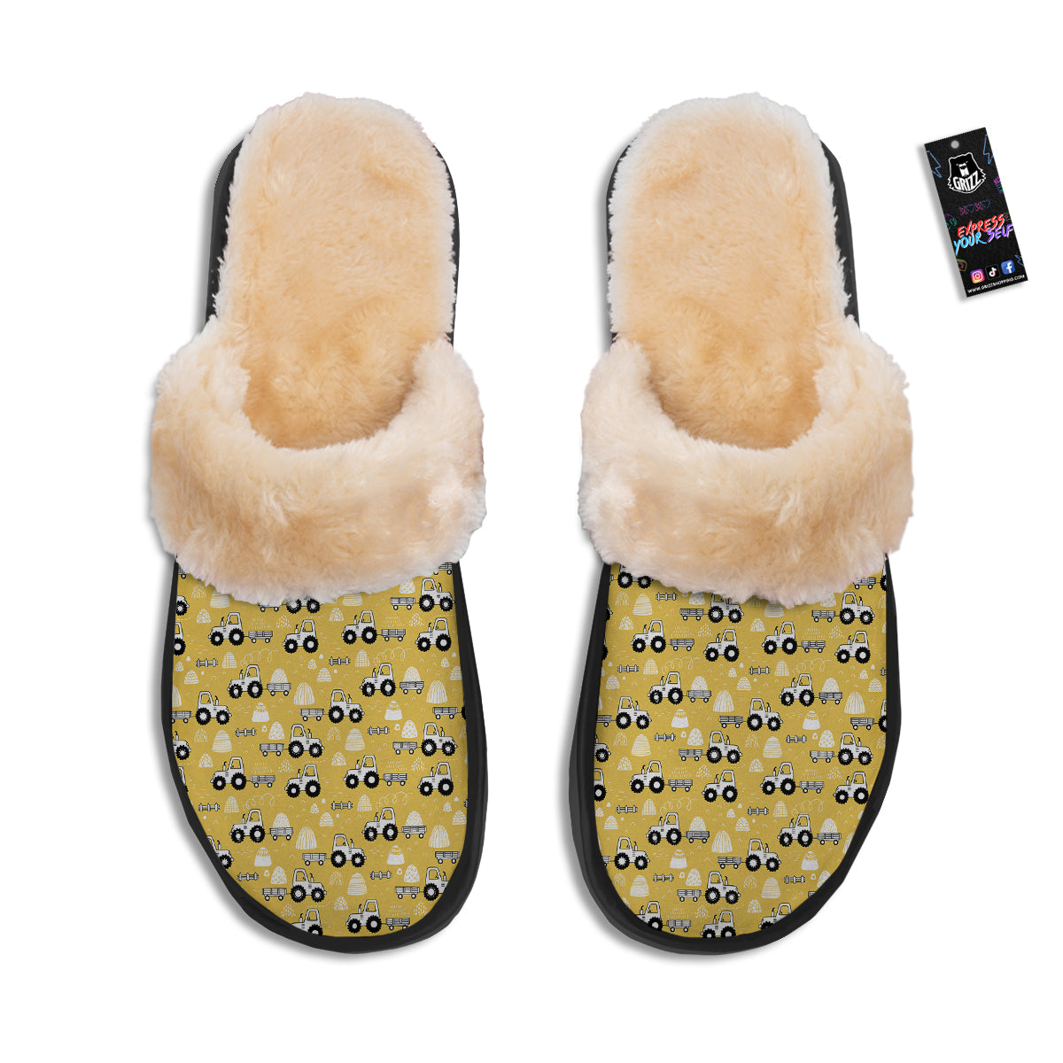 Agricultural Farming Tractor Print Pattern Slippers-grizzshop