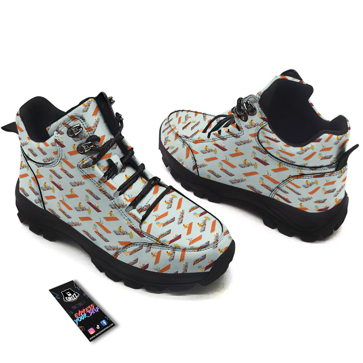 Agriculture Farming Cartoon Print Pattern Hiking Shoes-grizzshop
