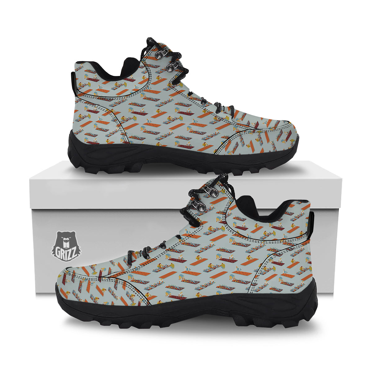 Agriculture Farming Cartoon Print Pattern Hiking Shoes-grizzshop