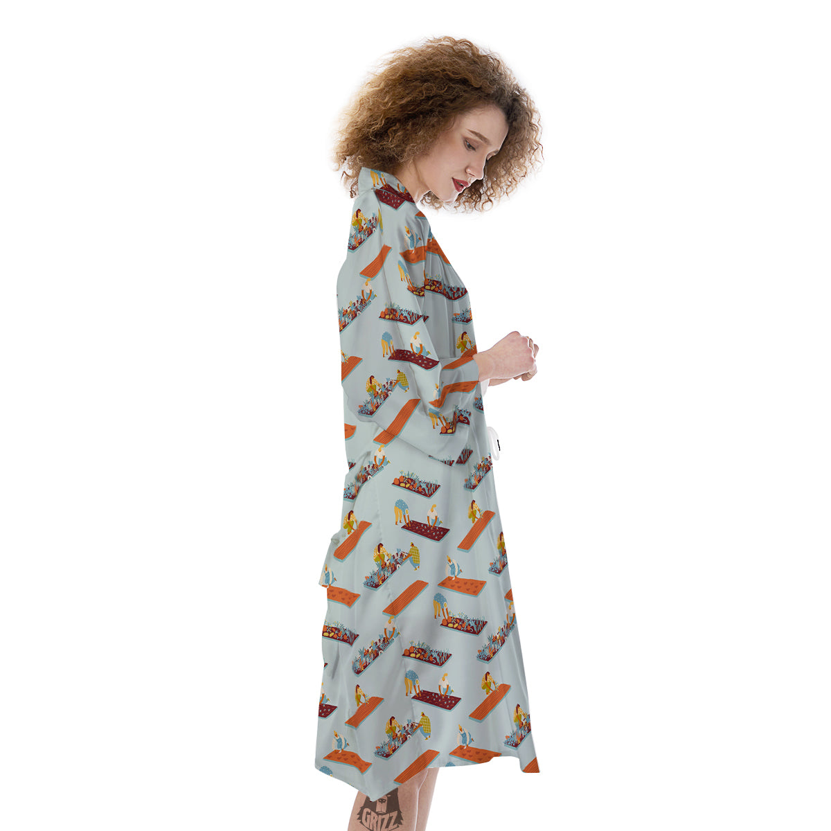 Agriculture Farming Cartoon Print Pattern Kimono-grizzshop