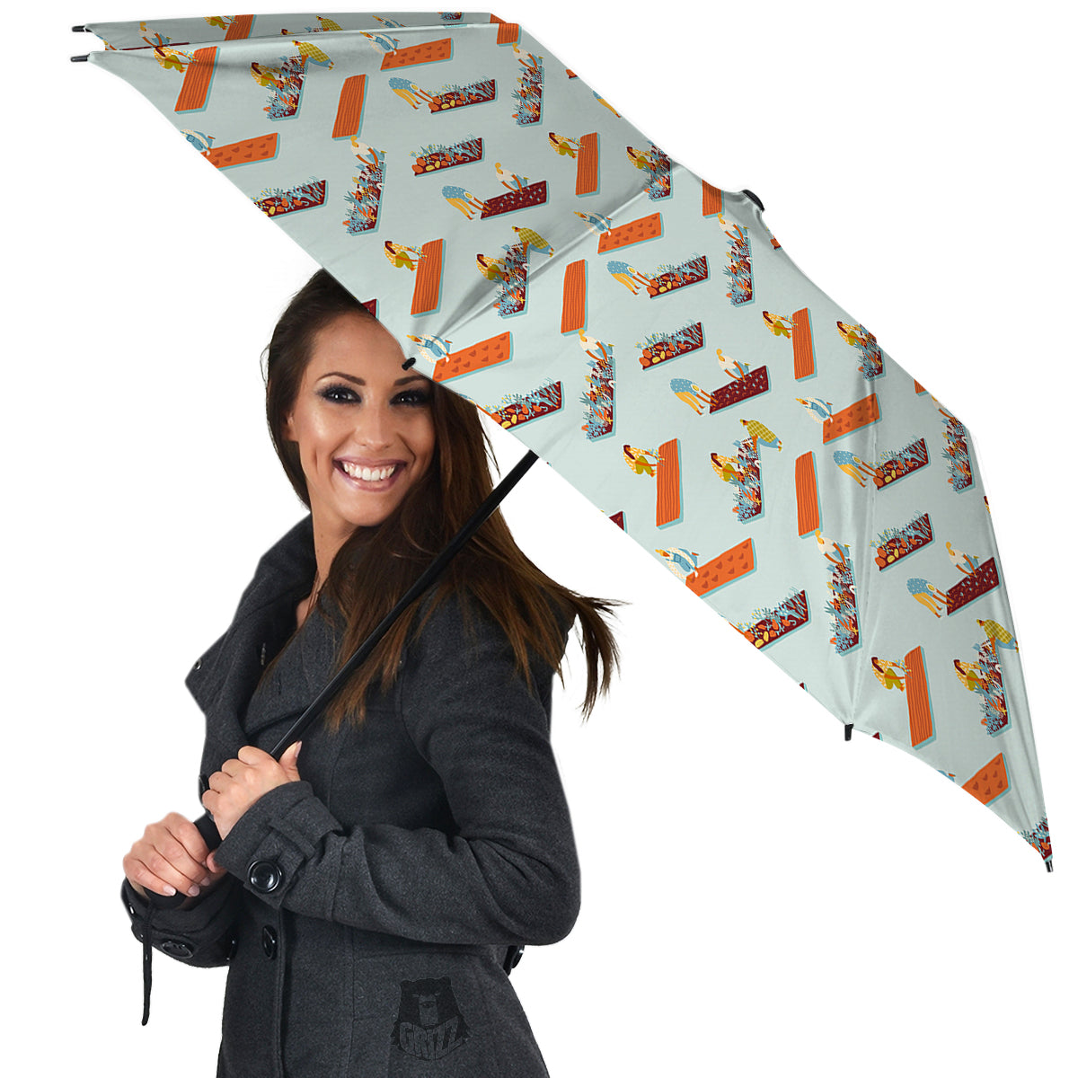 Agriculture Farming Cartoon Print Pattern Umbrella-grizzshop