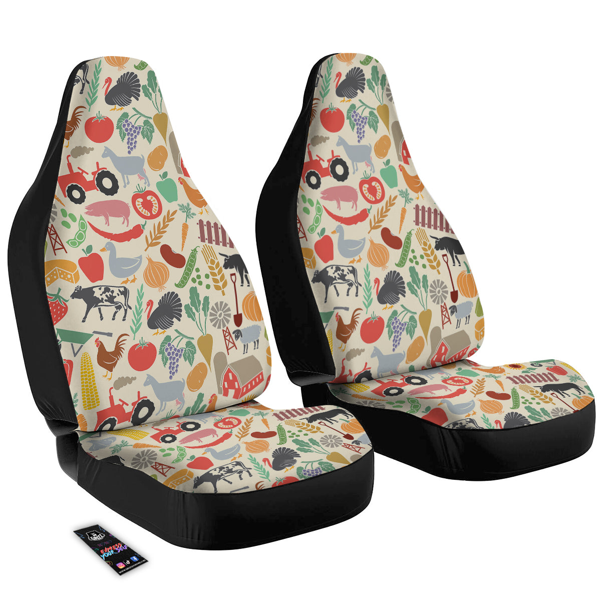 Agriculture Farming Colorful Print Pattern Car Seat Covers-grizzshop