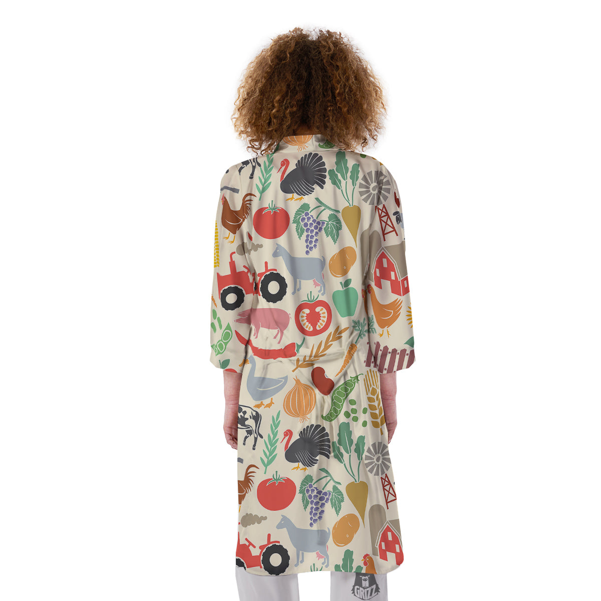 Agriculture Farming Colorful Print Pattern Kimono-grizzshop