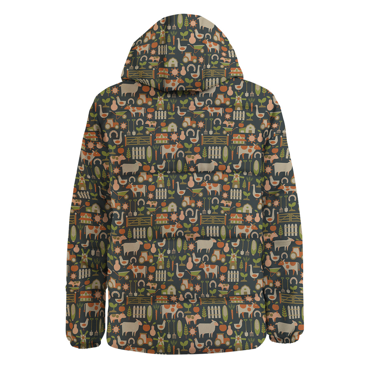 Agriculture Farming Print Pattern Down Jacket-grizzshop