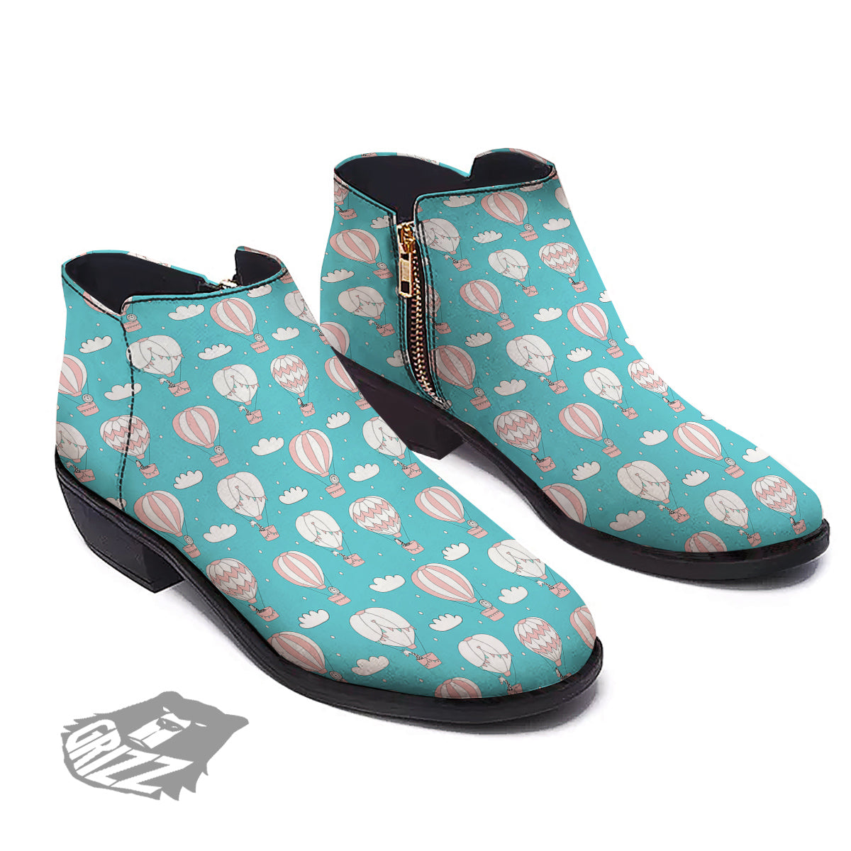 Air Balloon Cartoon Print Pattern Ankle Boots-grizzshop