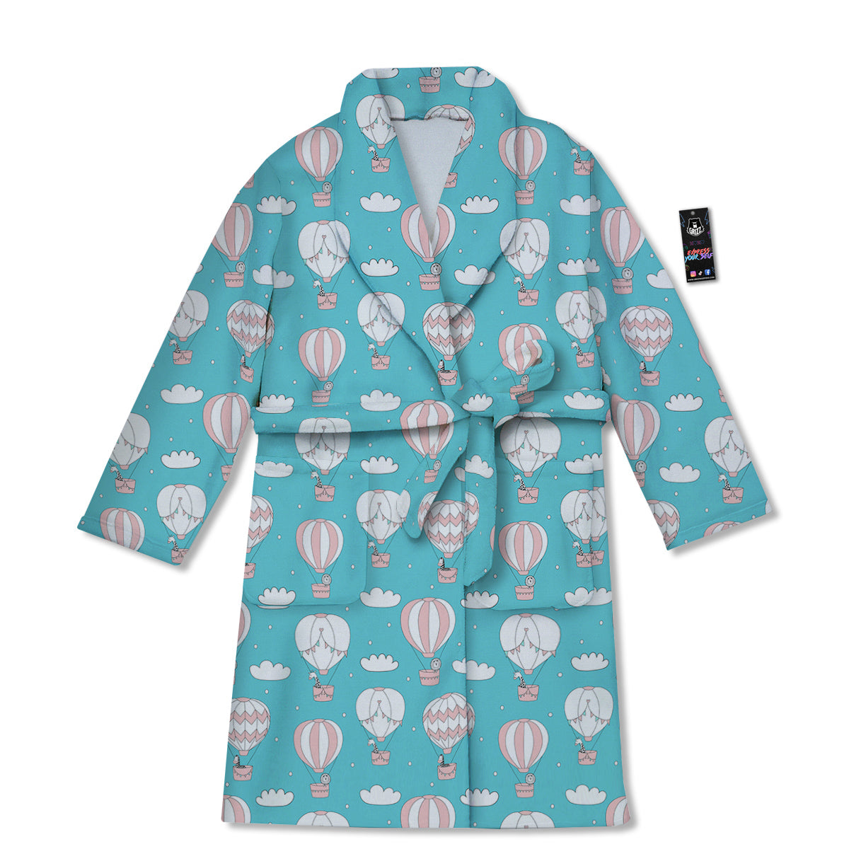 Air Balloon Cartoon Print Pattern Bathrobe-grizzshop