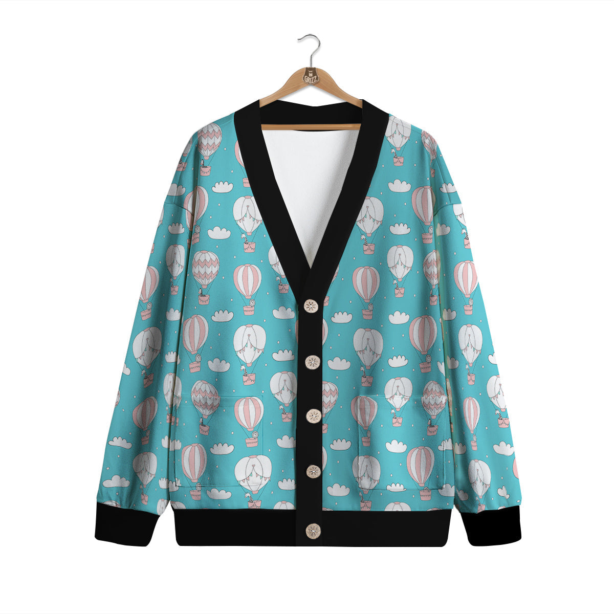 Air Balloon Cartoon Print Pattern Cardigan-grizzshop