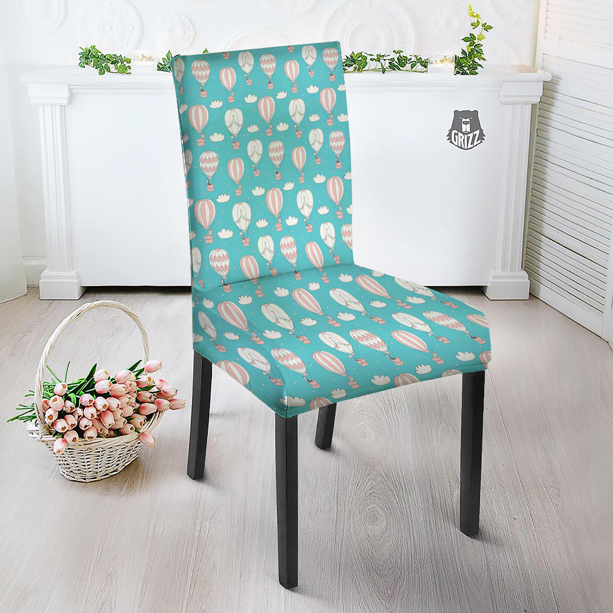 Air Balloon Cartoon Print Pattern Dining Chair Slipcover-grizzshop