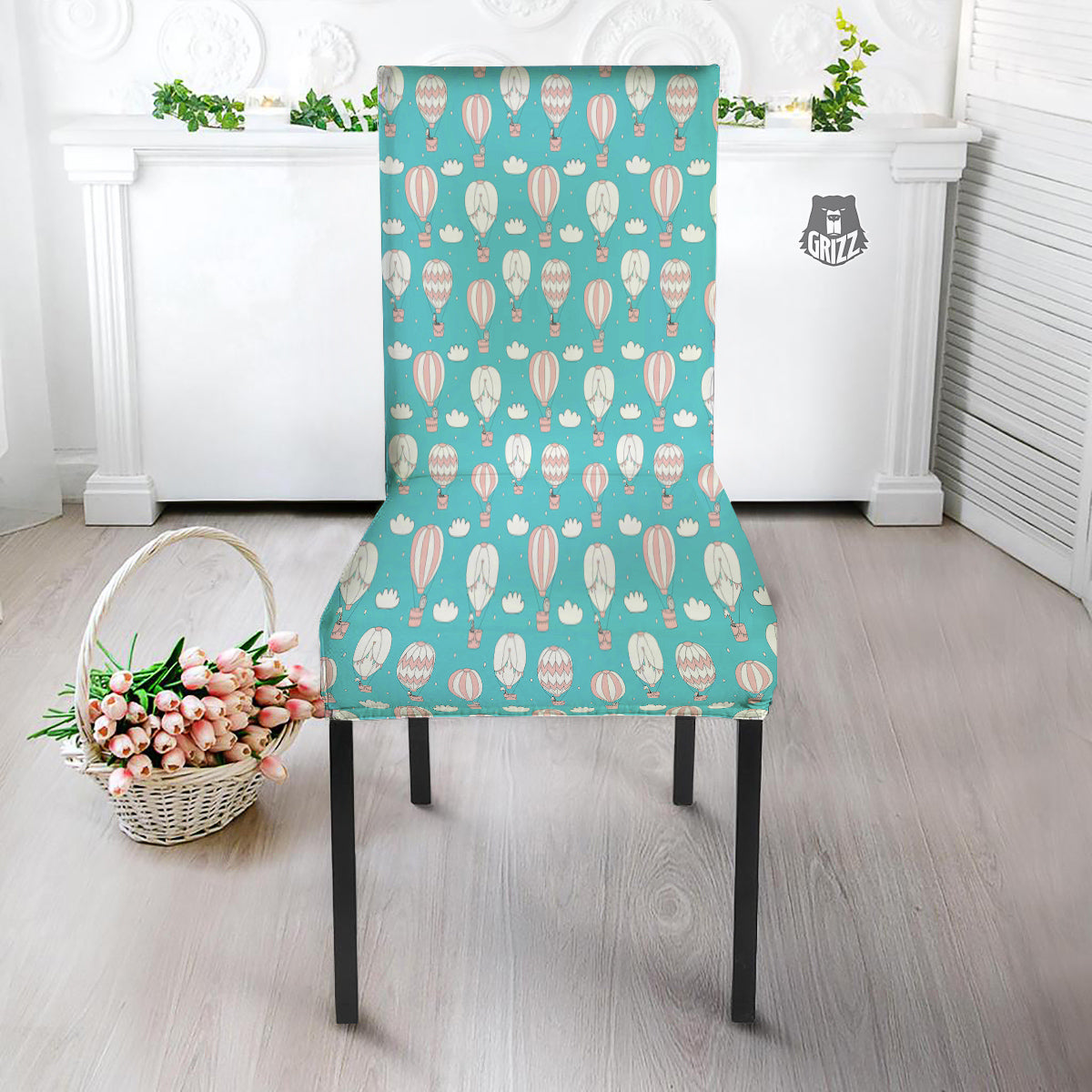 Air Balloon Cartoon Print Pattern Dining Chair Slipcover-grizzshop