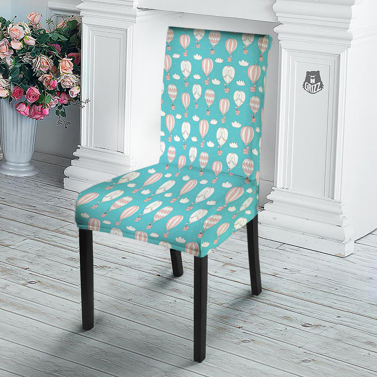 Air Balloon Cartoon Print Pattern Dining Chair Slipcover-grizzshop