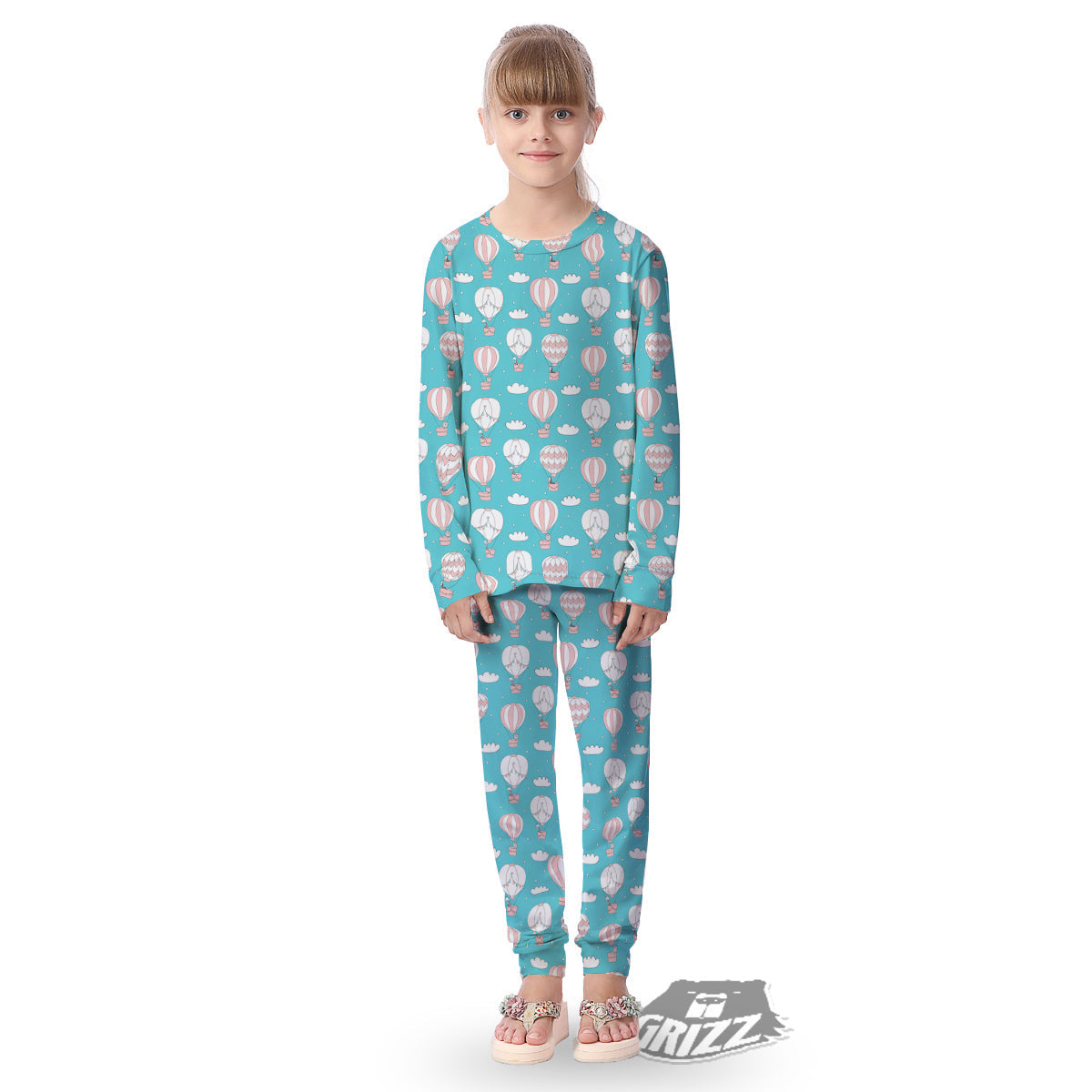 Air Balloon Cartoon Print Pattern Kid's Pajamas-grizzshop