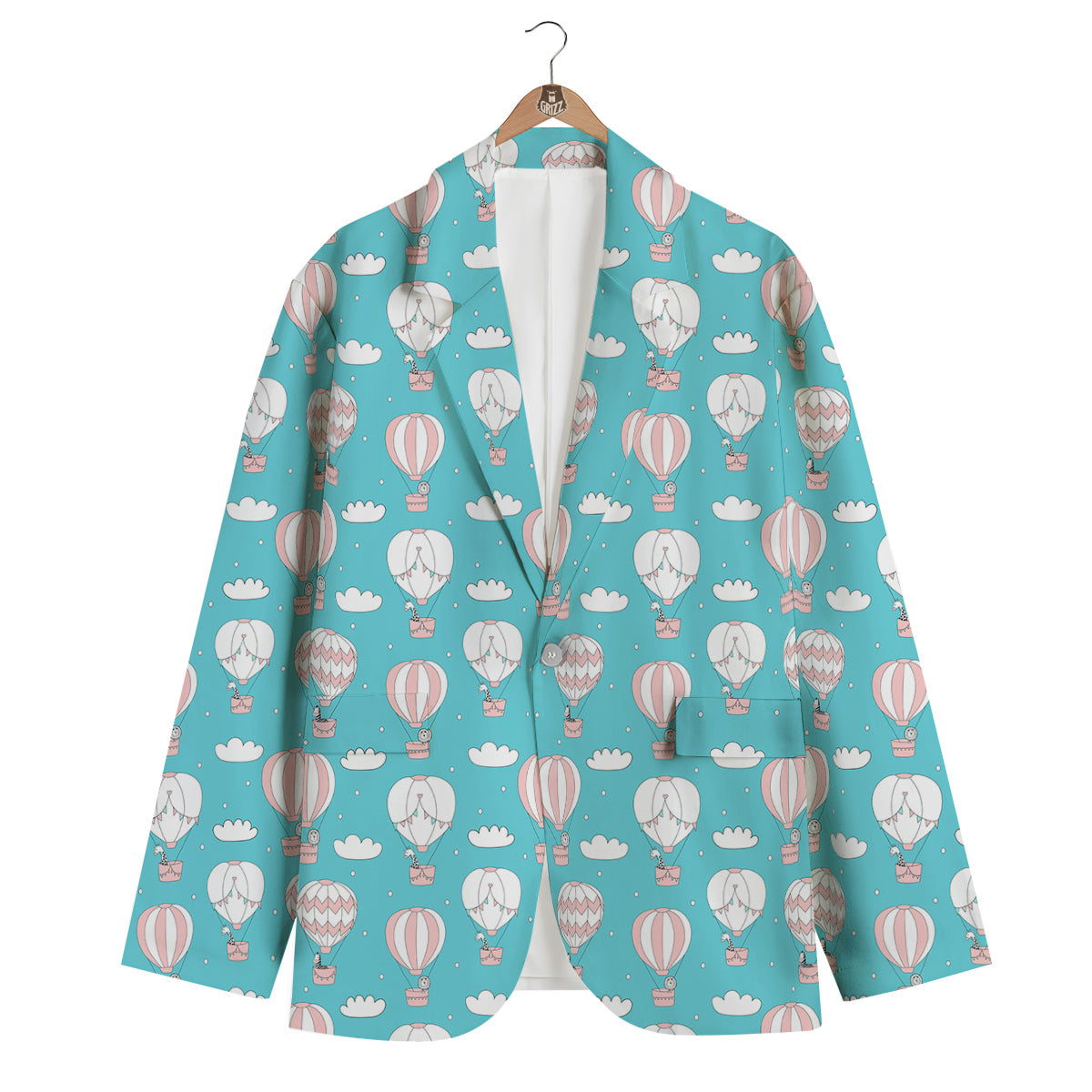 Air Balloon Cartoon Print Pattern Men's Blazer-grizzshop