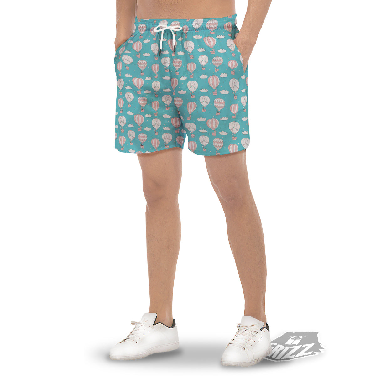 Air Balloon Cartoon Print Pattern Men's Gym Shorts-grizzshop