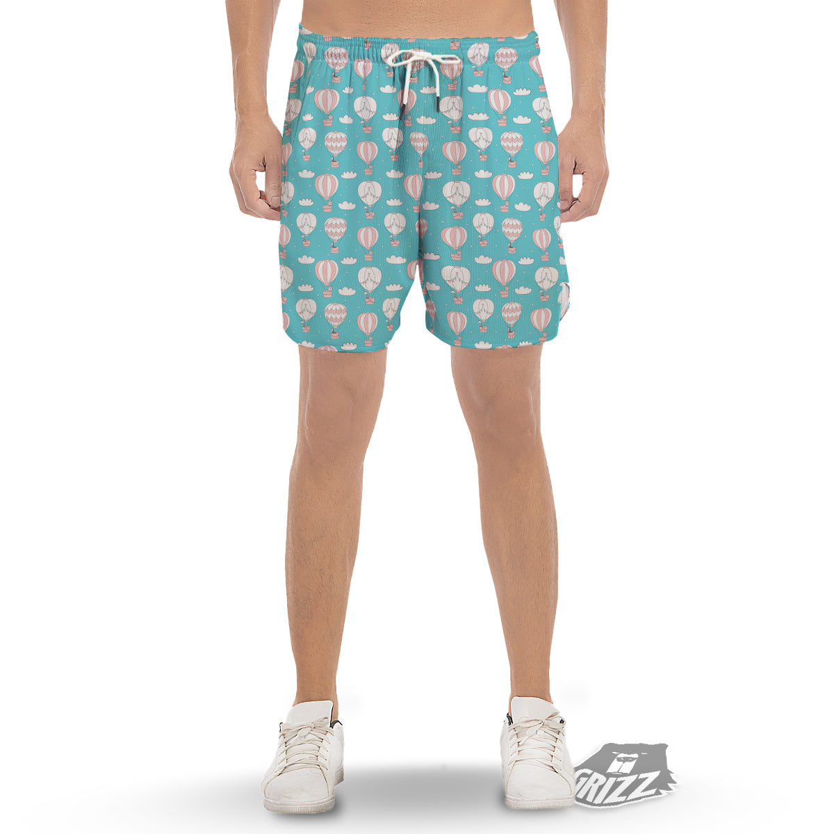 Air Balloon Cartoon Print Pattern Men's Gym Shorts-grizzshop