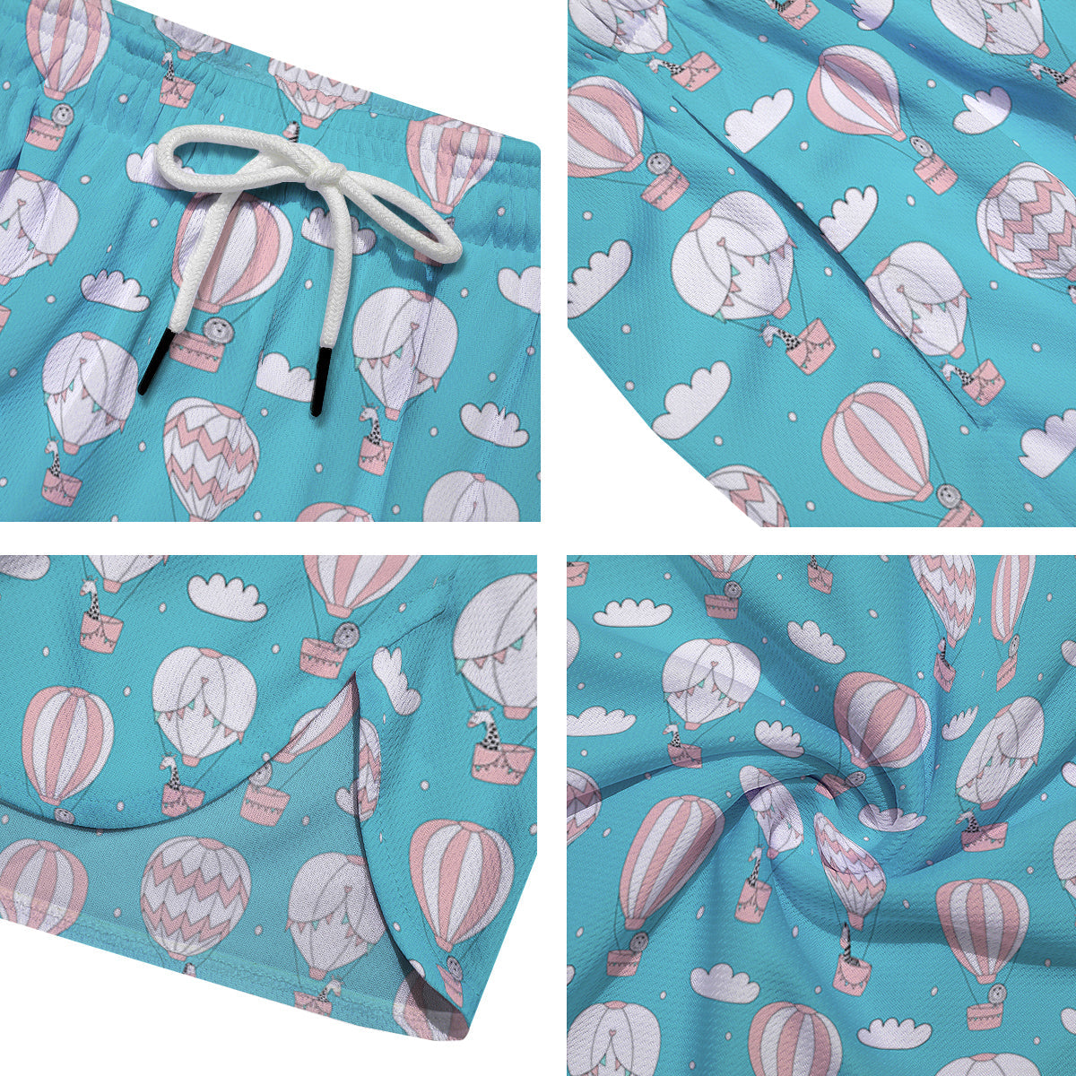 Air Balloon Cartoon Print Pattern Men's Running Shorts-grizzshop