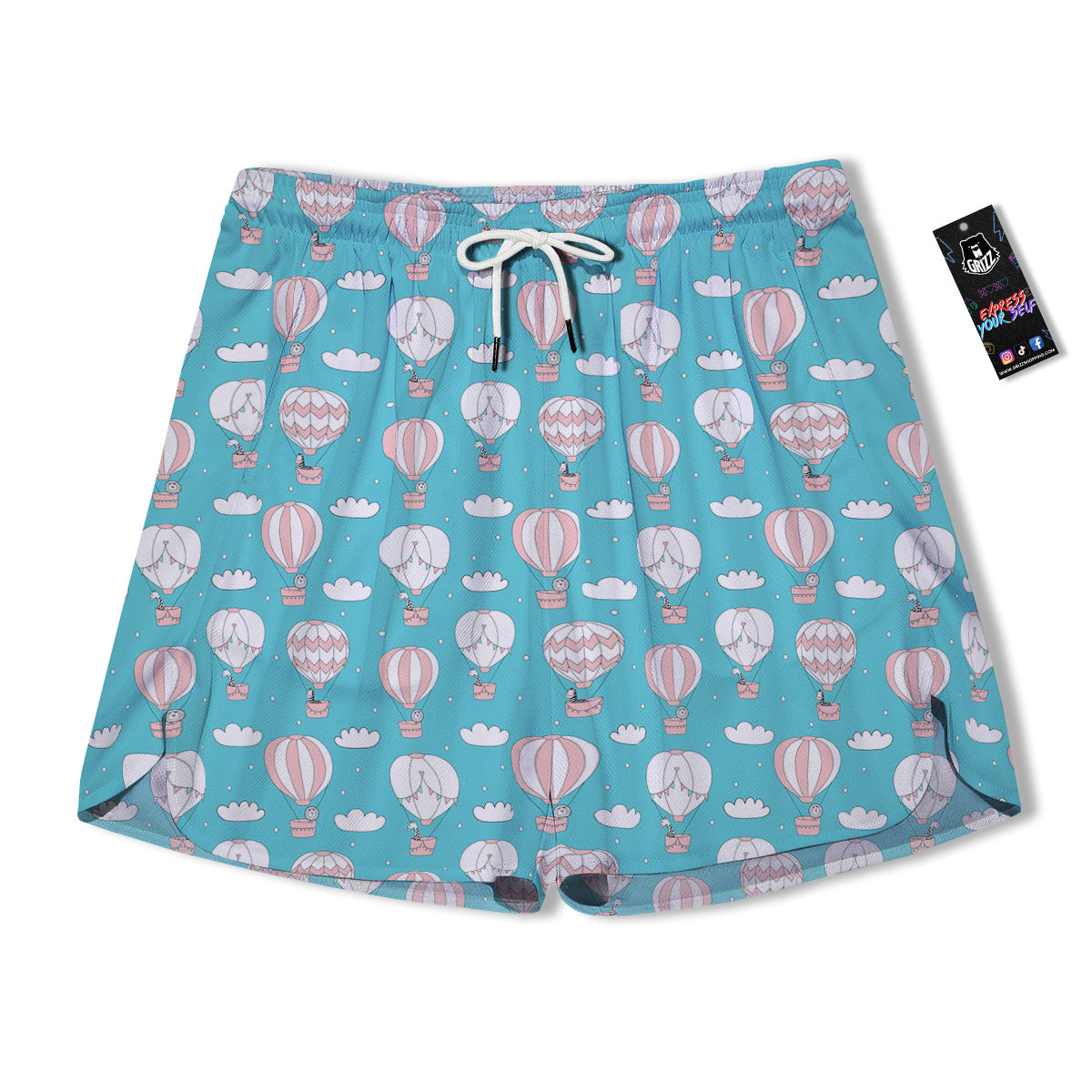 Air Balloon Cartoon Print Pattern Men's Running Shorts-grizzshop