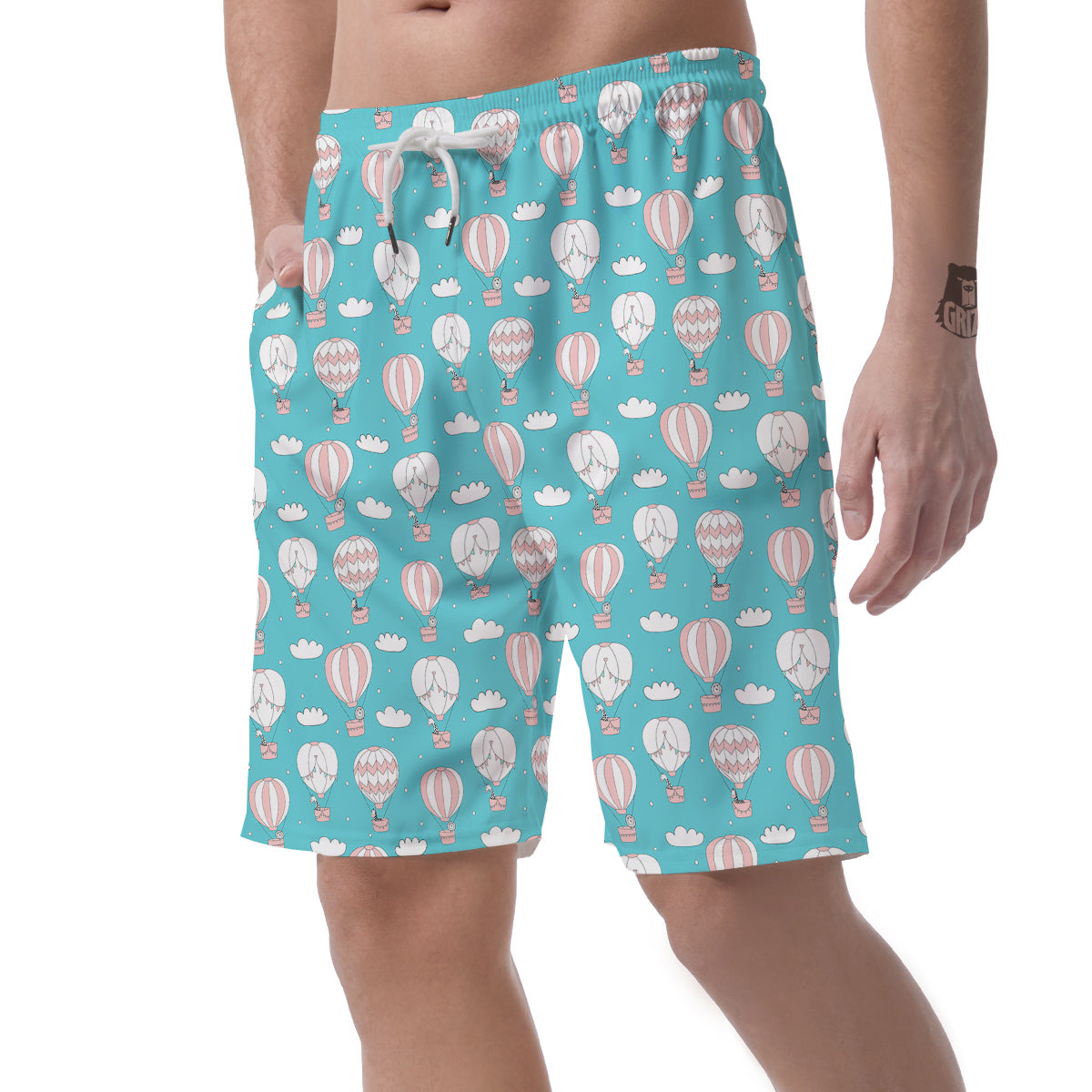Air Balloon Cartoon Print Pattern Men's Shorts-grizzshop