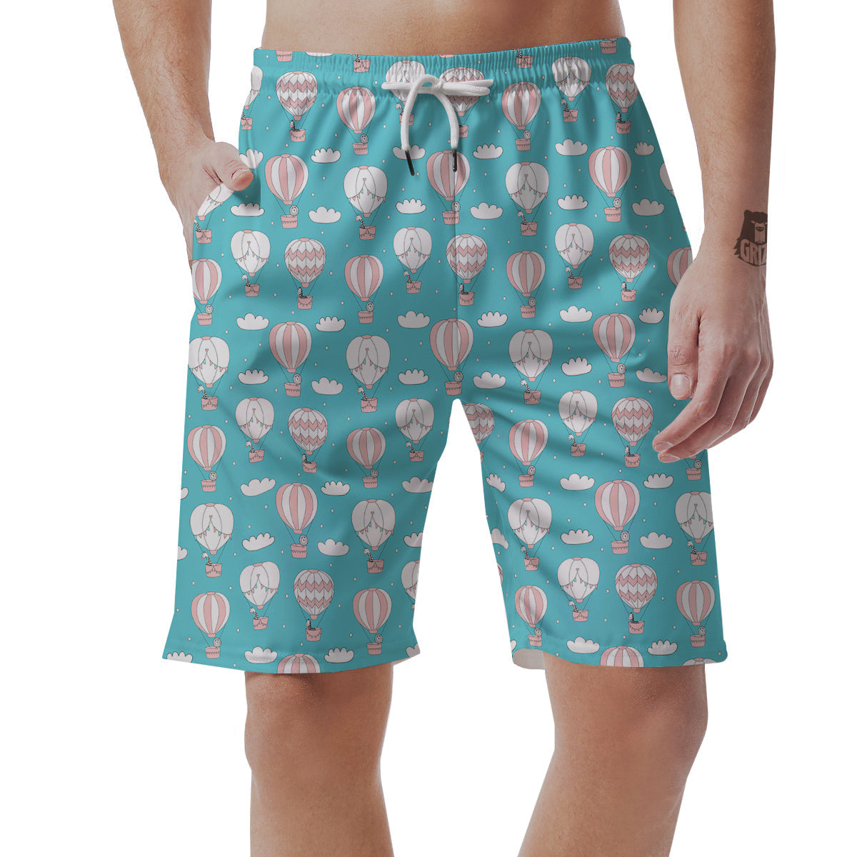 Air Balloon Cartoon Print Pattern Men's Shorts-grizzshop