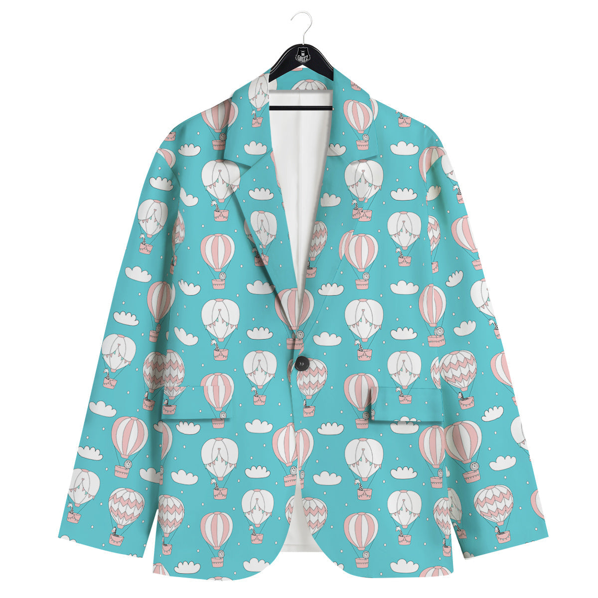 Air Balloon Cartoon Print Pattern Men's Sport Coat-grizzshop