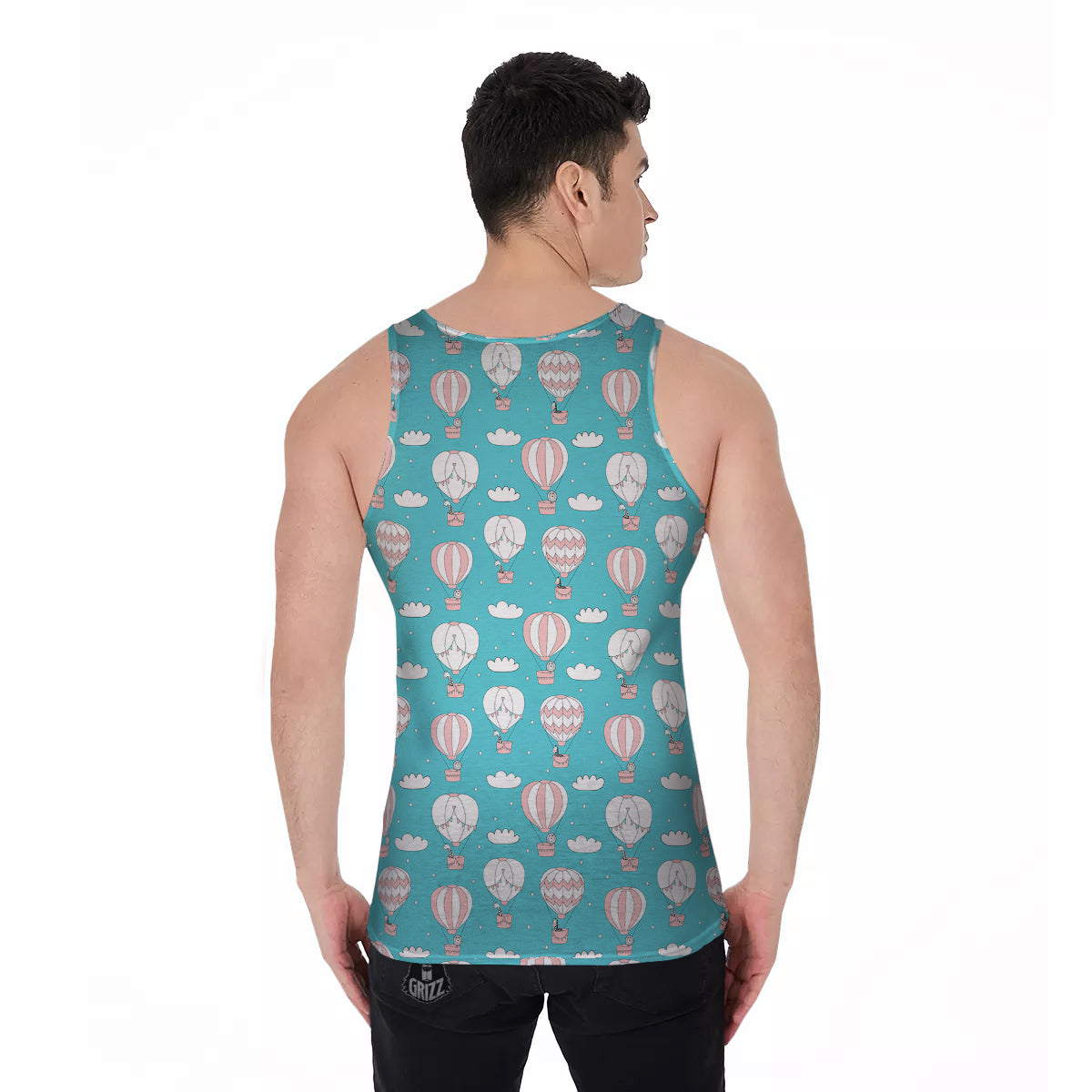 Air Balloon Cartoon Print Pattern Men's Tank Top-grizzshop