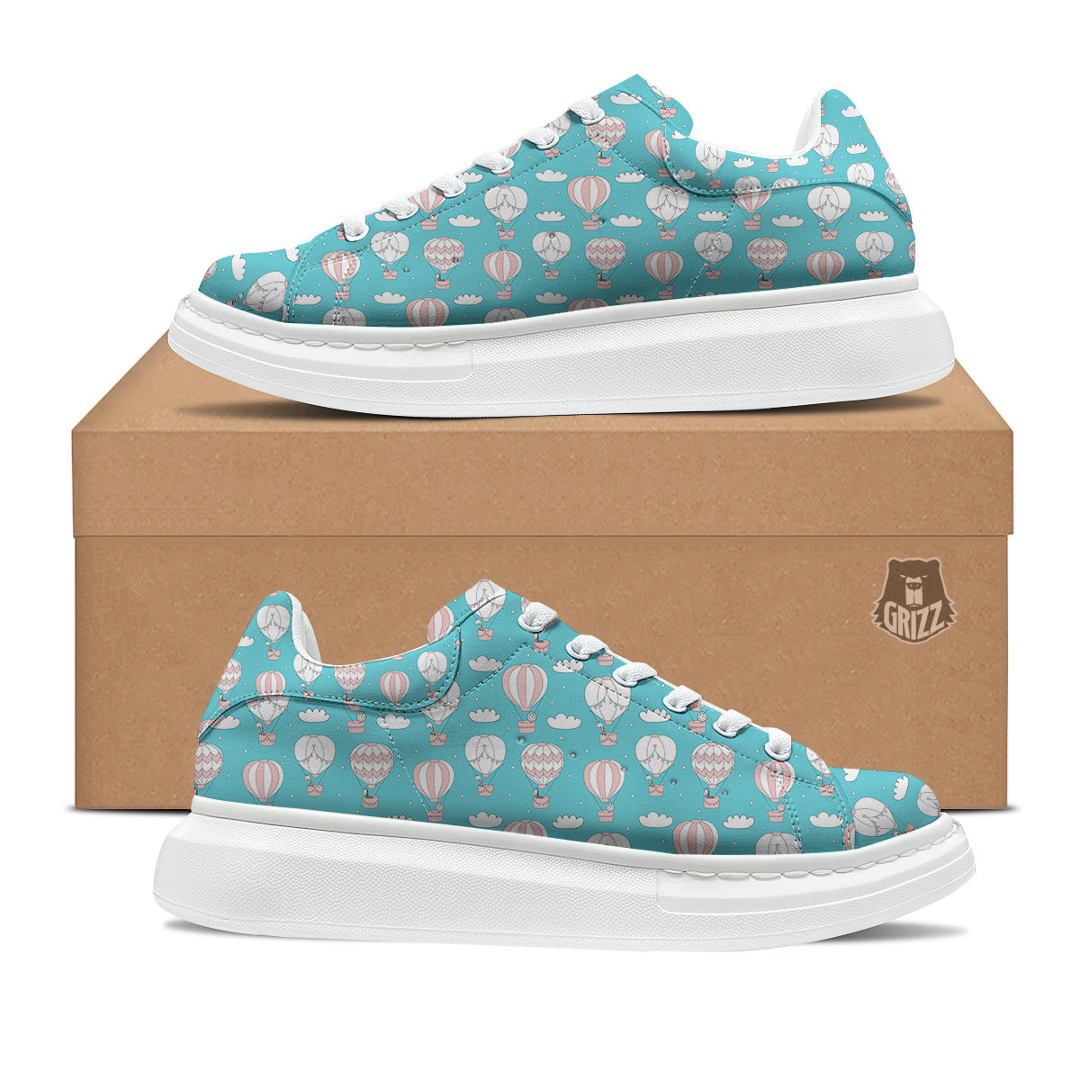 Air Balloon Cartoon Print Pattern Platform Shoes-grizzshop