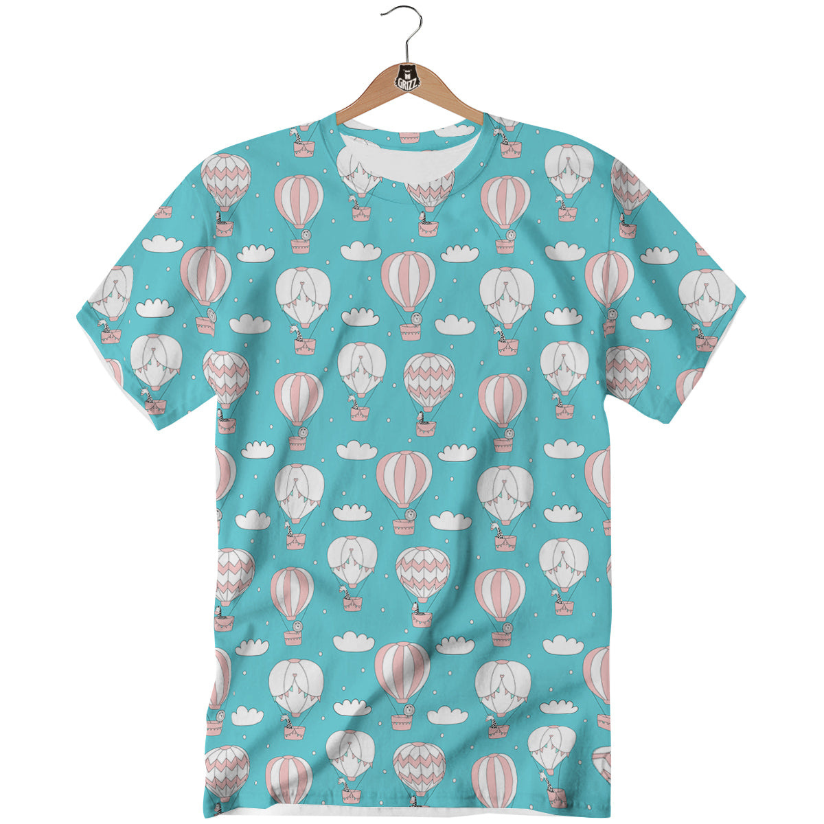 Air Balloon Cartoon Print Pattern T-Shirt-grizzshop