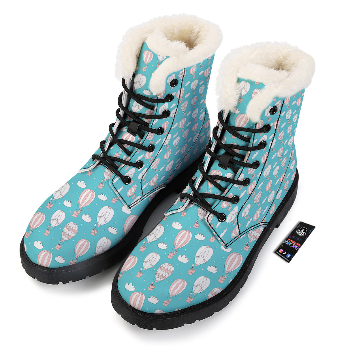 Air Balloon Cartoon Print Pattern Winter Boots-grizzshop