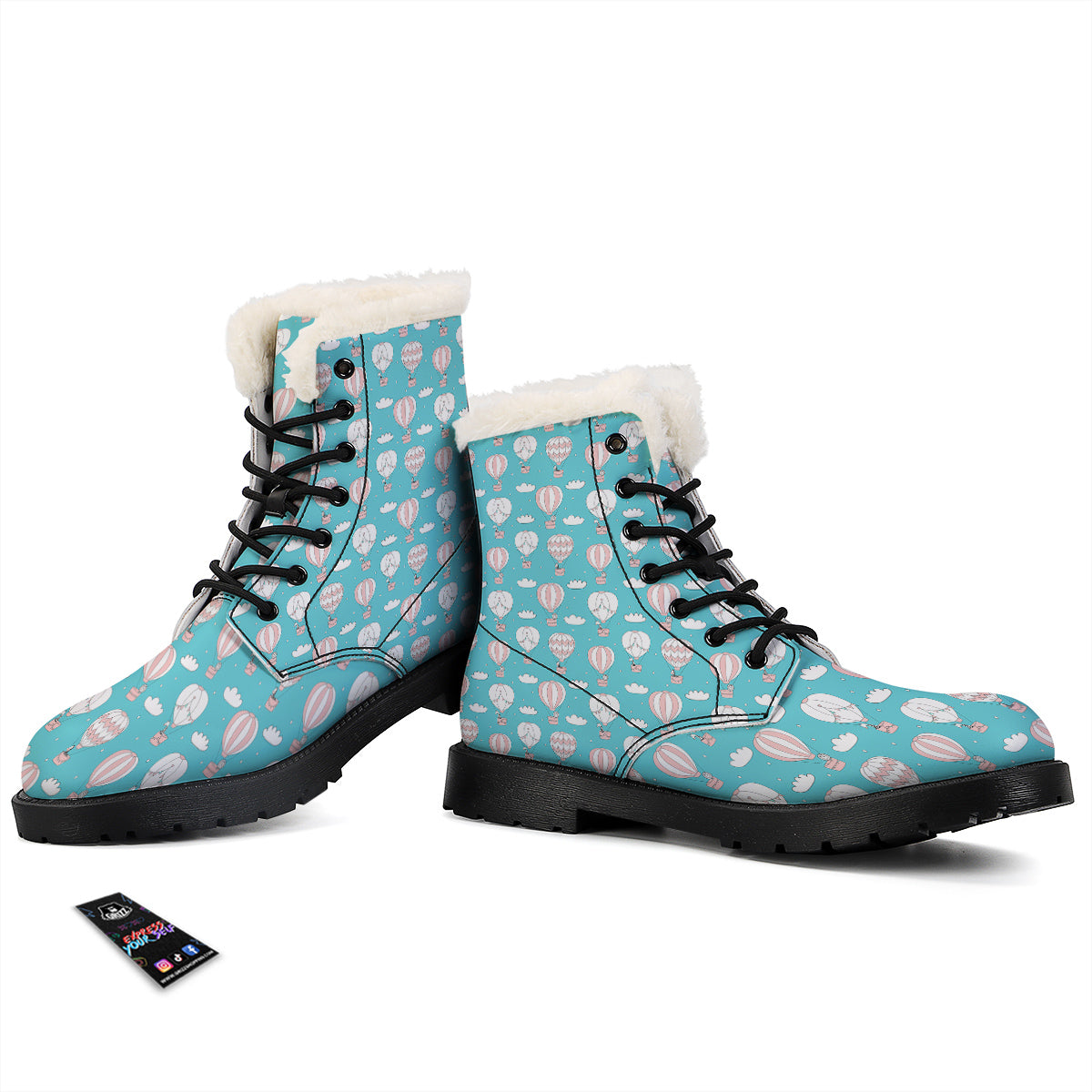Air Balloon Cartoon Print Pattern Winter Boots-grizzshop
