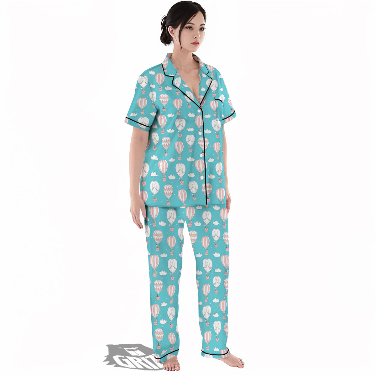 Air Balloon Cartoon Print Pattern Women's Pajamas Set-grizzshop