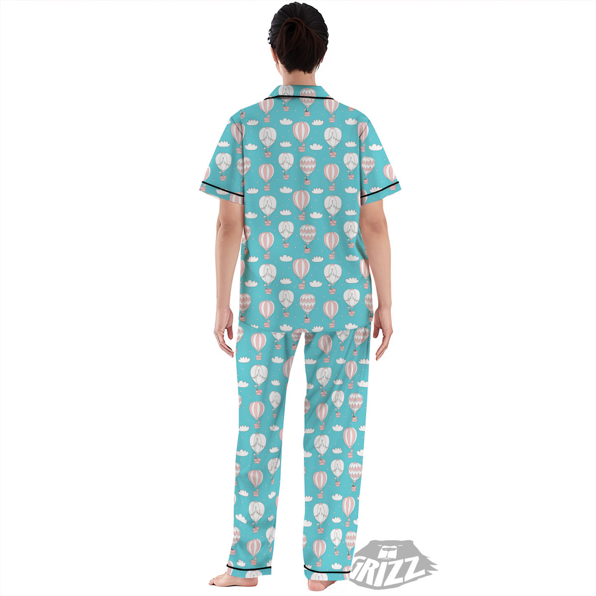 Air Balloon Cartoon Print Pattern Women's Pajamas Set-grizzshop