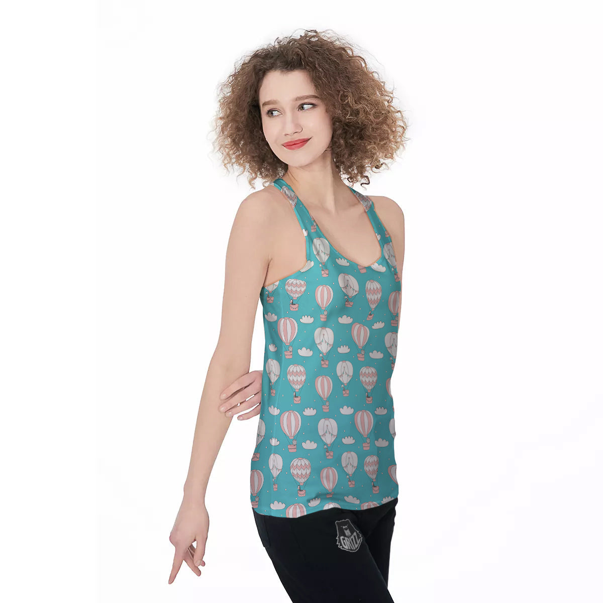 Air Balloon Cartoon Print Pattern Women's Racerback Tank Top-grizzshop