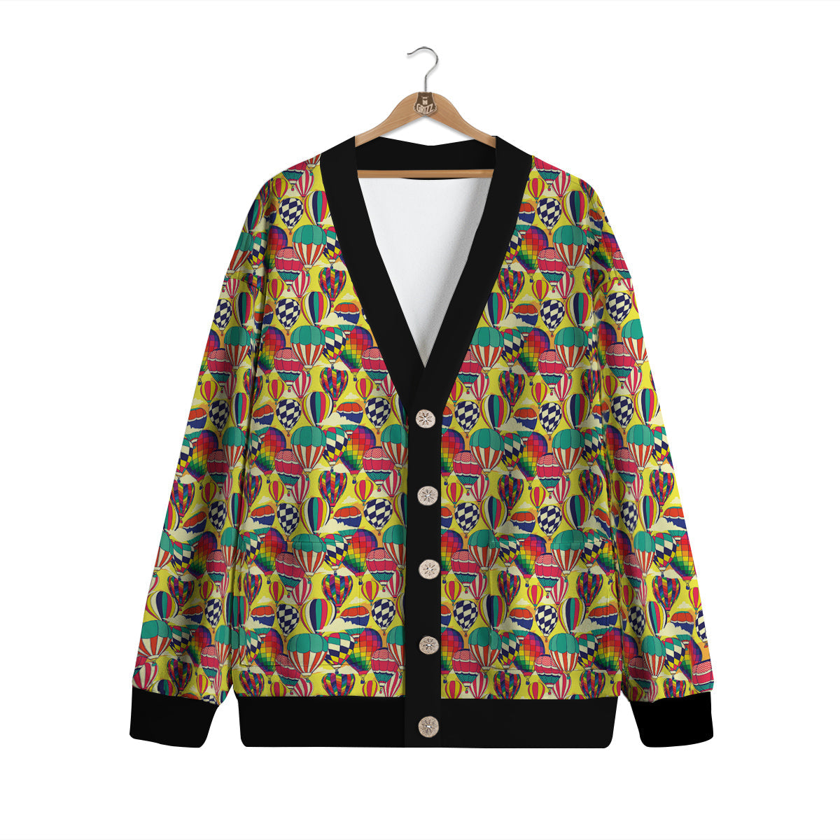 Air Balloon Colorful Print Pattern Cardigan-grizzshop