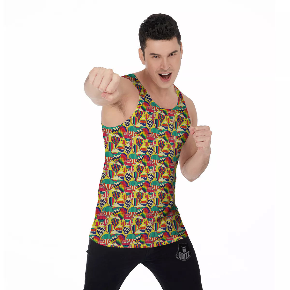 Air Balloon Colorful Print Pattern Men's Tank Top-grizzshop