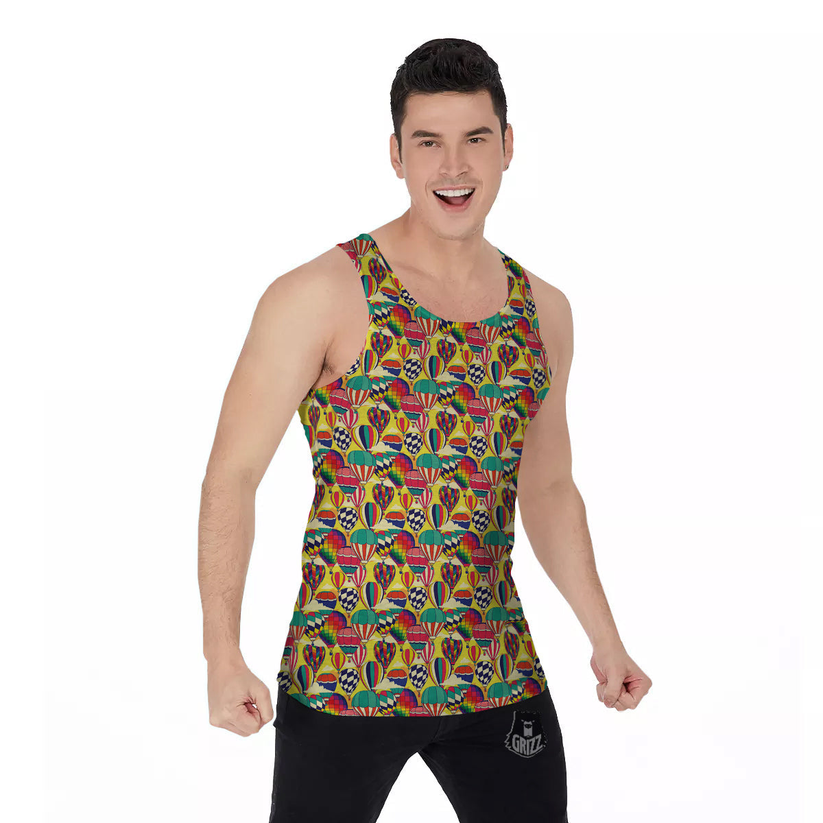 Air Balloon Colorful Print Pattern Men's Tank Top-grizzshop