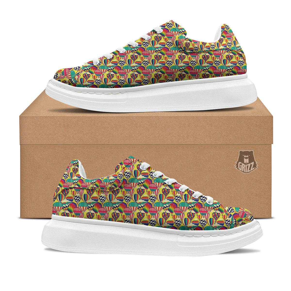 Air Balloon Colorful Print Pattern Platform Shoes-grizzshop