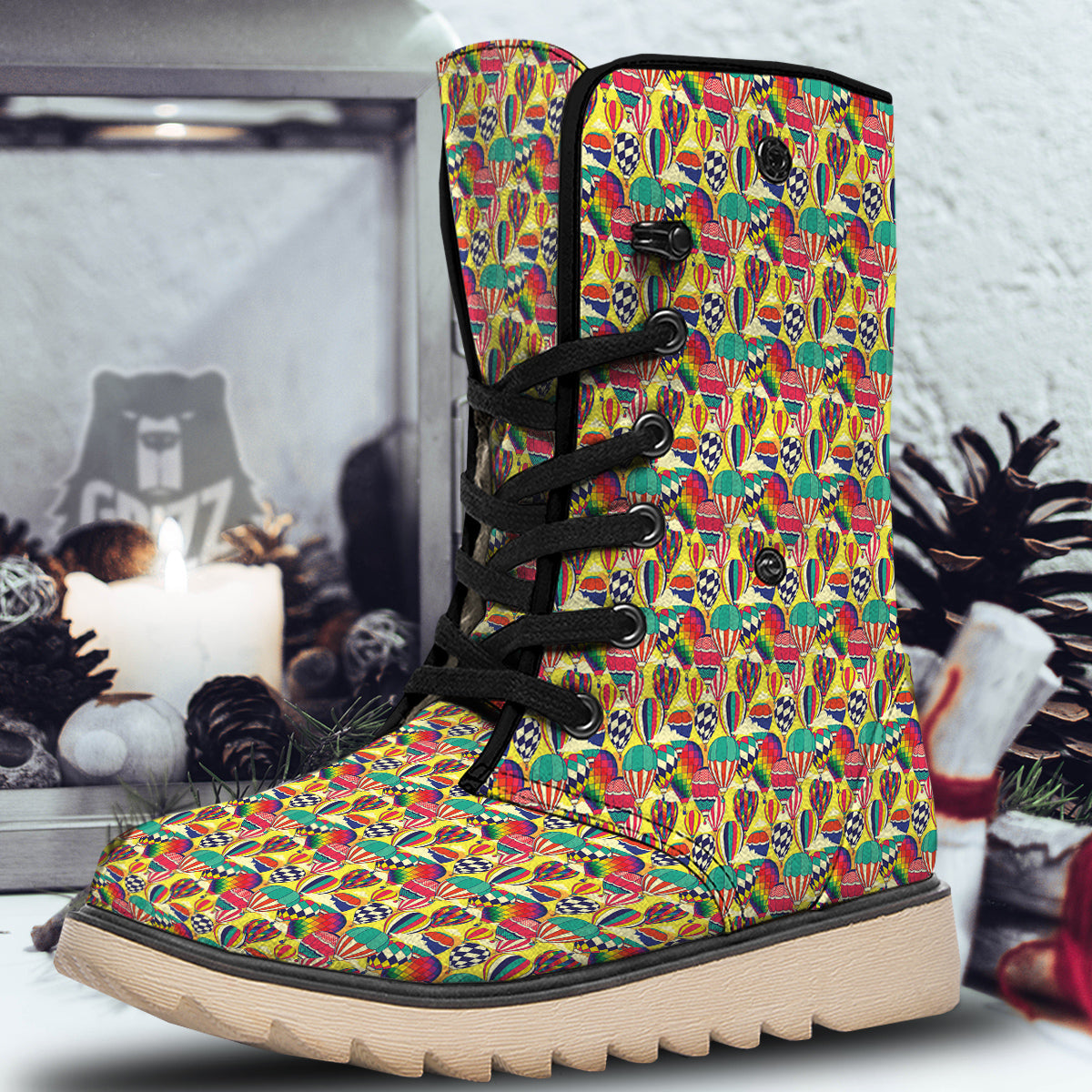 Air Balloon Colorful Print Pattern Snow Boots-grizzshop