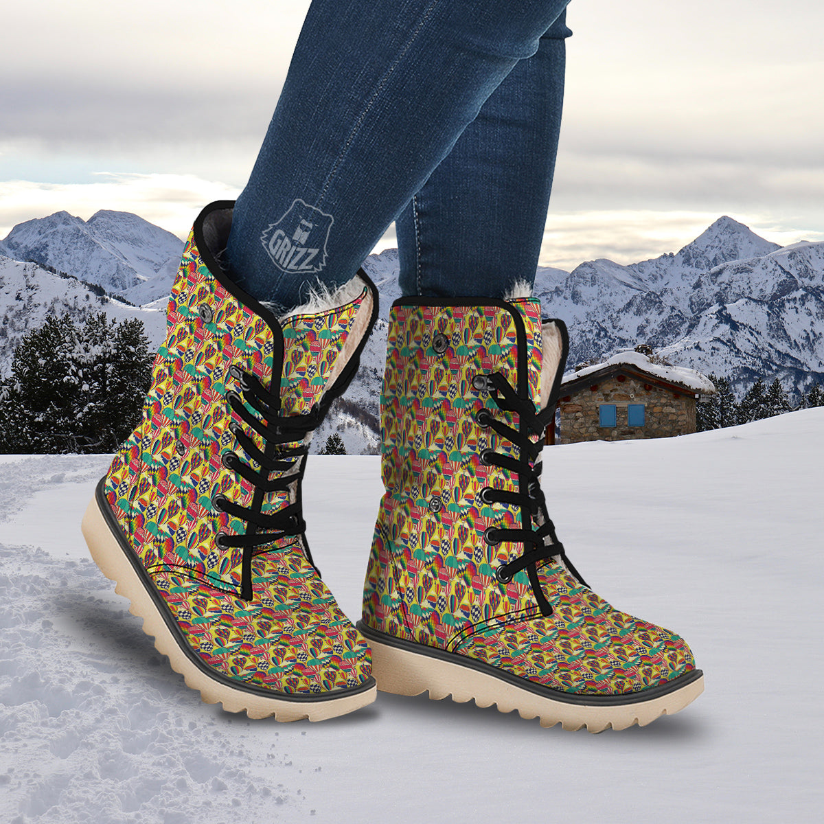 Air Balloon Colorful Print Pattern Snow Boots-grizzshop
