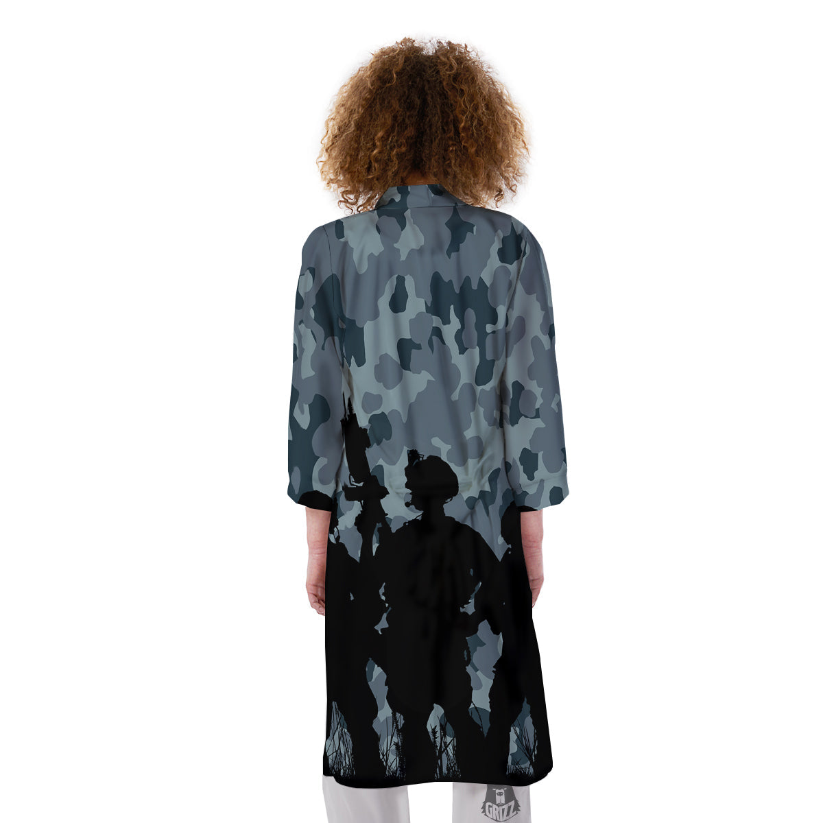 Air Force And Camouflage Print Kimono-grizzshop