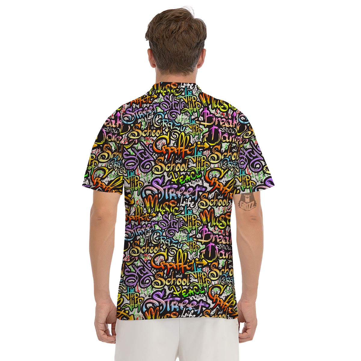 Airbrush Graffiti Print Men's Golf Shirts-grizzshop