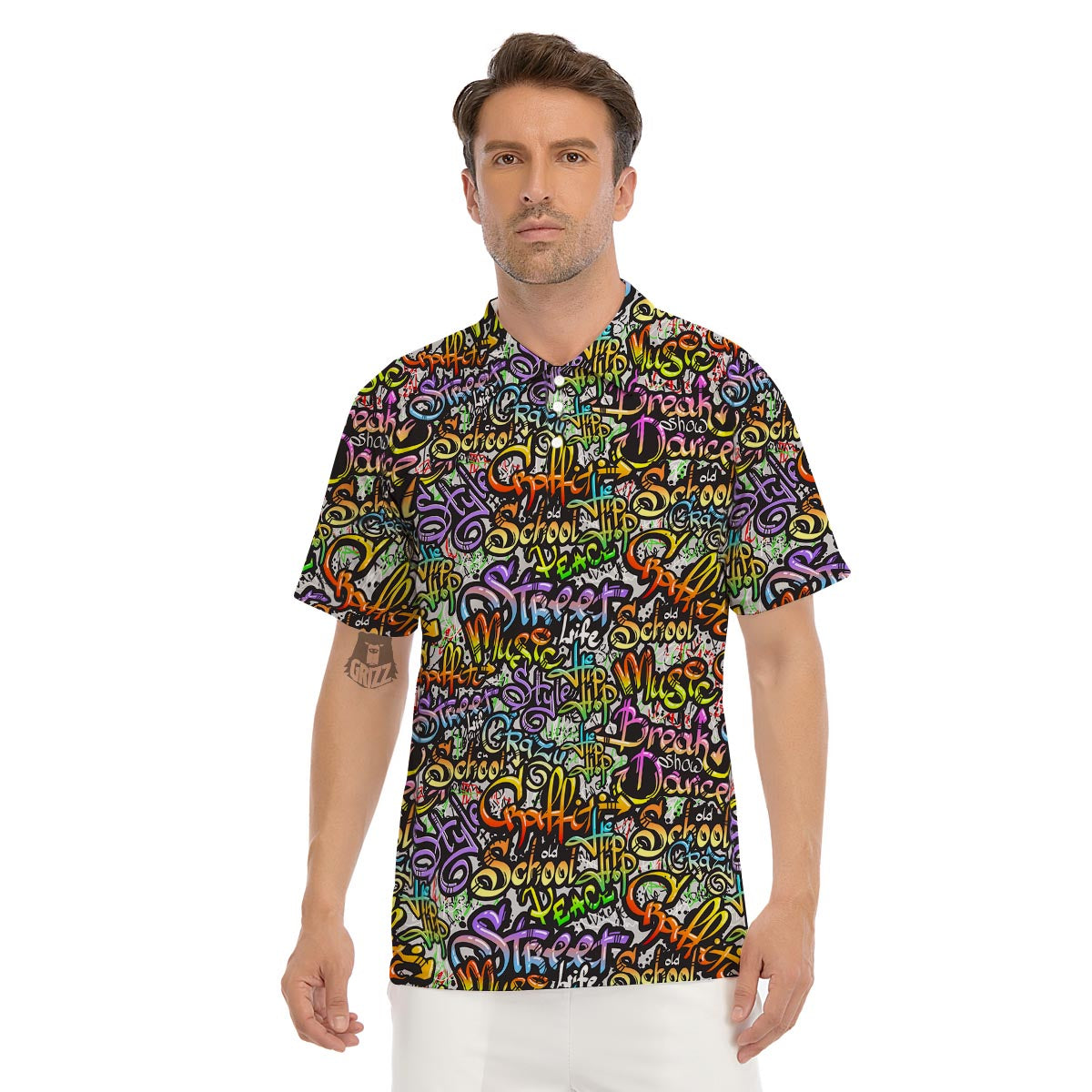 Airbrush Graffiti Print Men's Golf Shirts-grizzshop