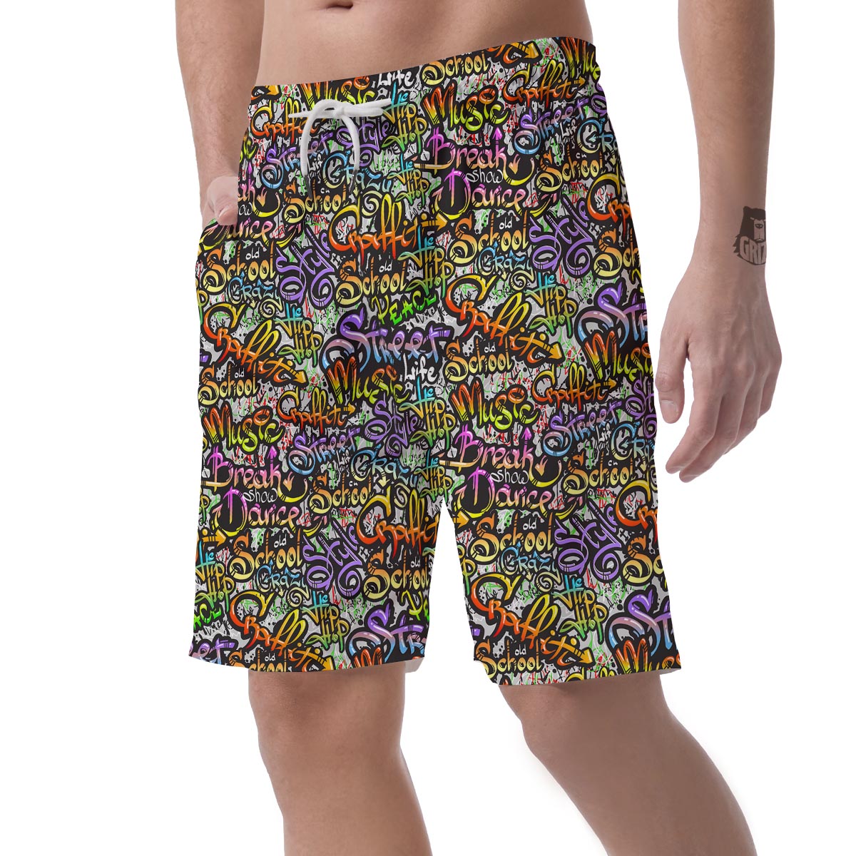 Airbrush Graffiti Print Men's Shorts-grizzshop