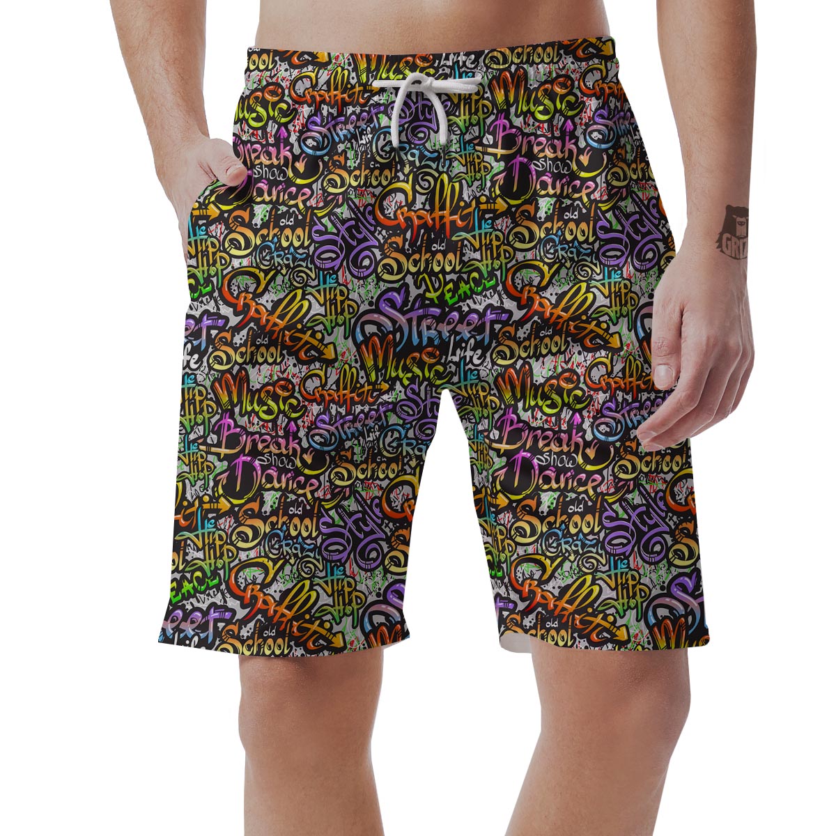 Airbrush Graffiti Print Men's Shorts-grizzshop